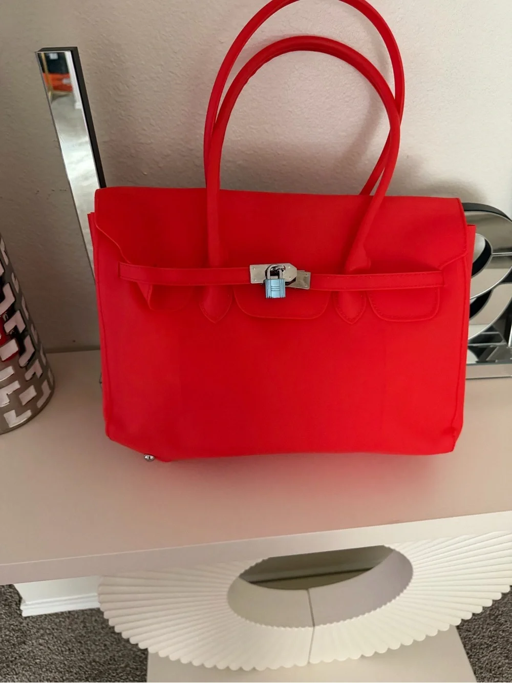 Jelly The Pug Bright Red Structured Satchel